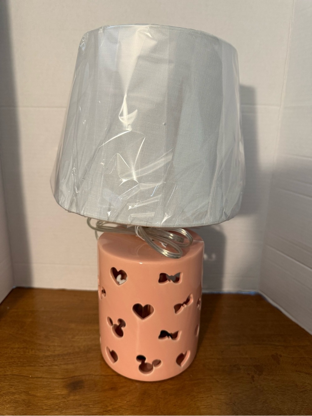 Disney Mickey Mouse Pink Ceramic Table Lamp Nursery Kids Room Decor